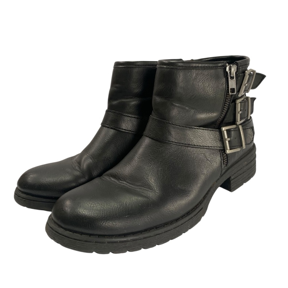 B.O.C. Carson Black Ankle Strap Boot Bootie 3 Buckle size 9.5